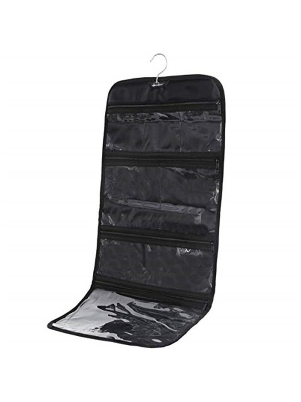 Foldable Clear Hanging Travel Toiletry Bag Cosmetic Makeup Organizer Case Black